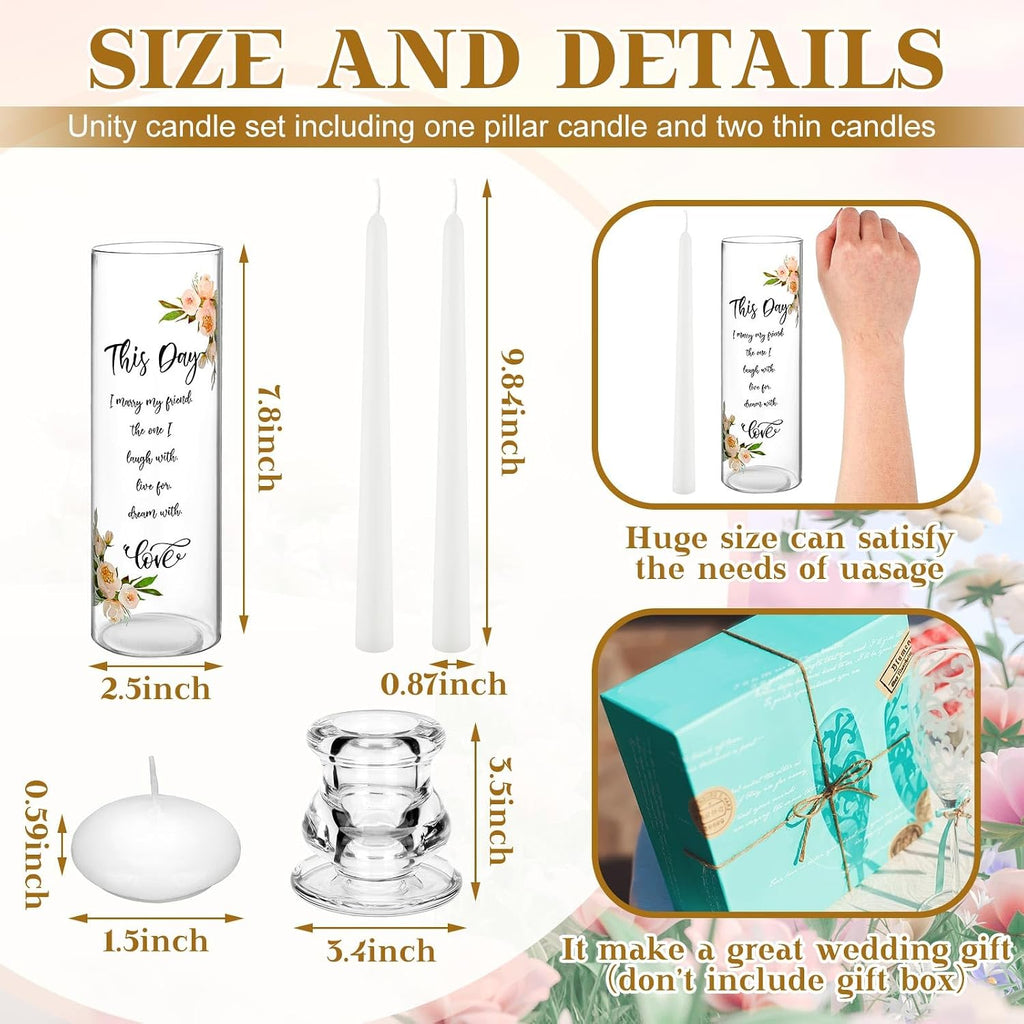 Unity Candles for Wedding Ceremony with Holder,Fresh Style