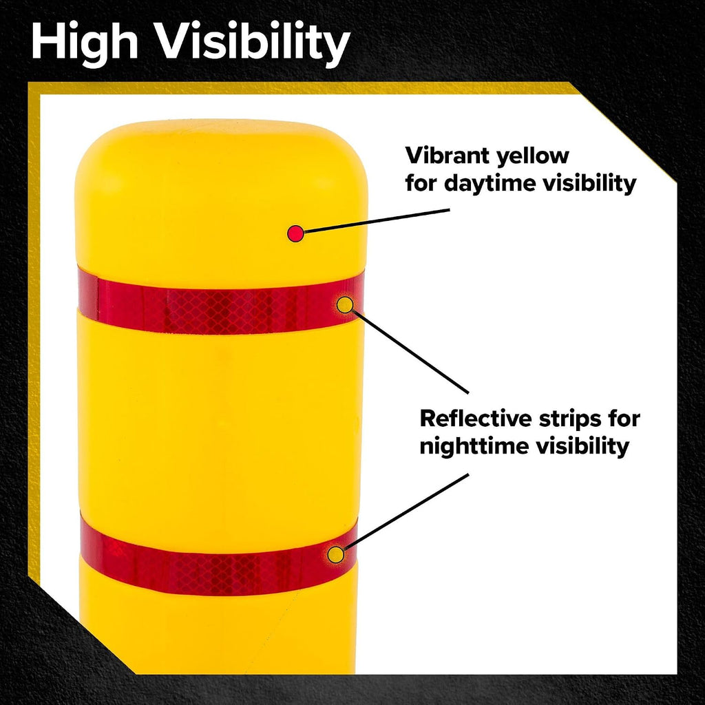 5" Diameter Safety Bollard Covers for 4.5" Dia. Bollards | HDPE post sleeves with red reflective stripes