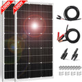 200W Solar Panel Kit, 2-Pack of 100W, Brackets and 5 m Cable | Includes two 100W panels, mounting brackets, battery