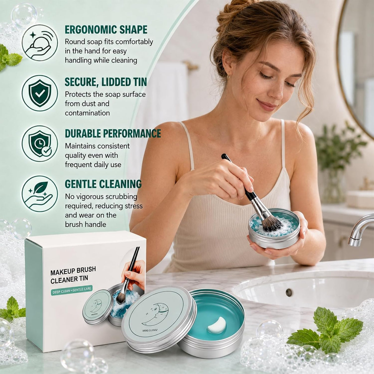 Moon‑Shaped Makeup Brush Cleaning Solid Soap, Efficient Removes Makeup Residues, Gentle Cleanser for Makeup Brushes