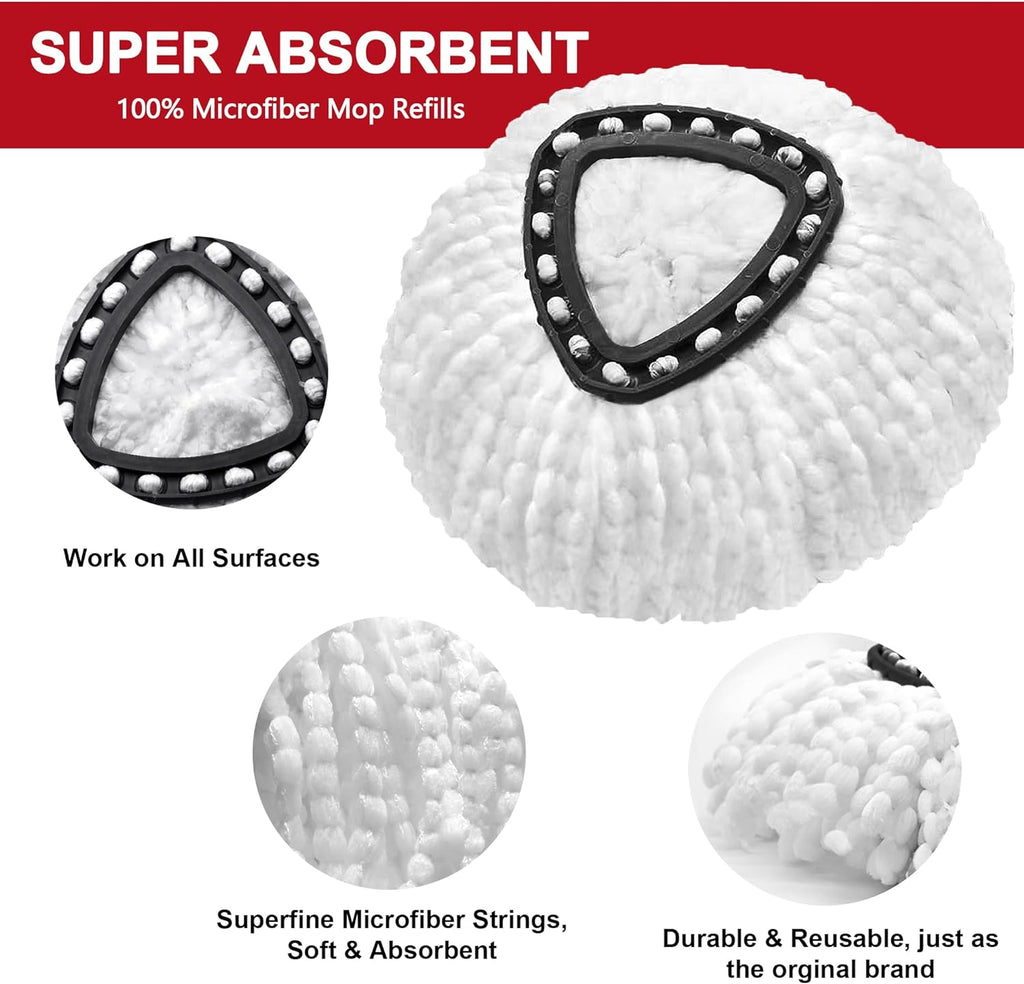 Mop Replacement Heads for O-Ceda Mop Replace Head EasyWrin Spin Mop Heads Replacements, Microfiber Spin Mop Refills