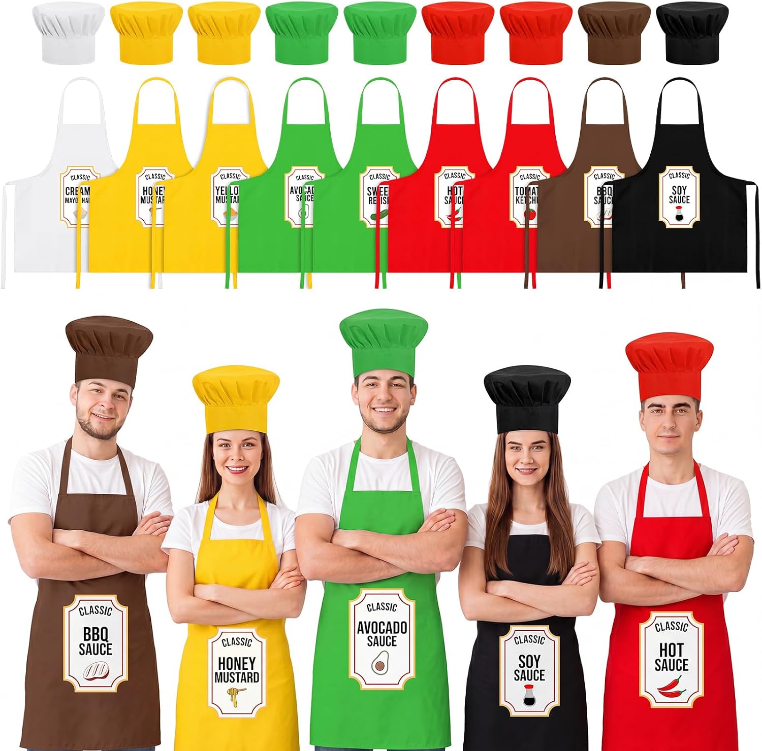 9 Set Funny Group Costume Apron with Hats