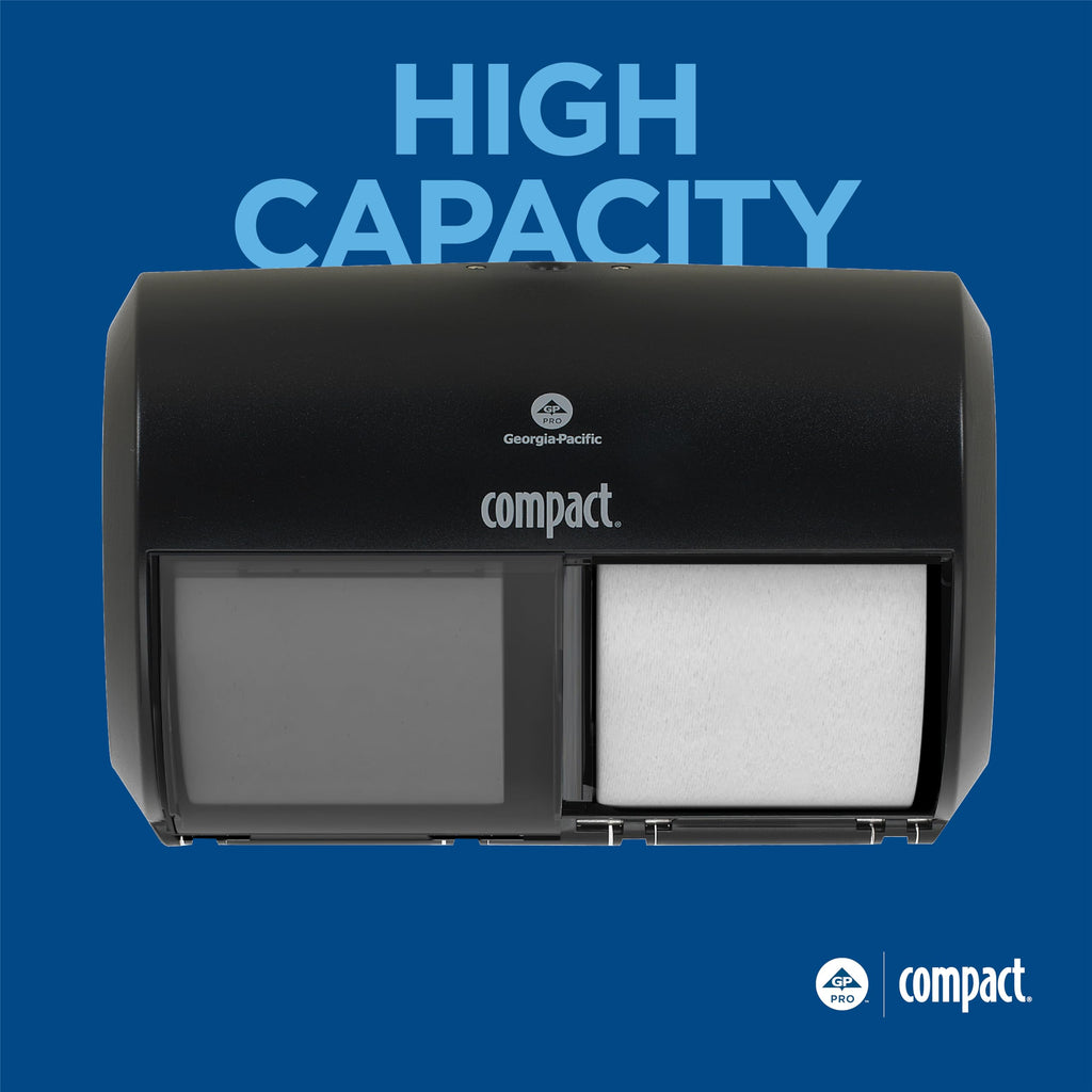 Compact 2-Roll Side-by-Side Coreless High-Capacity Toilet Paper Dispenser by GP PRO (Georgia-Pacific); Black; 56784A;