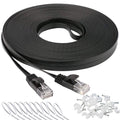Ethernet Cable 50 ft, Cat 6 LAN Cable Ethernet Cord, Slim Long Flat Computer Internet Patch Cord Wire with Clips &