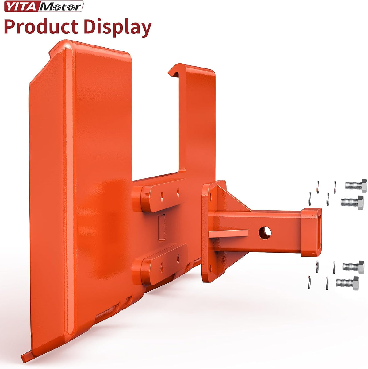 3/8" Skid Steer Mount Plate with 2" Removable Receiver, Orange | Heavy Duty 3/8" Steel Skid Steer Mount Plate with 2"