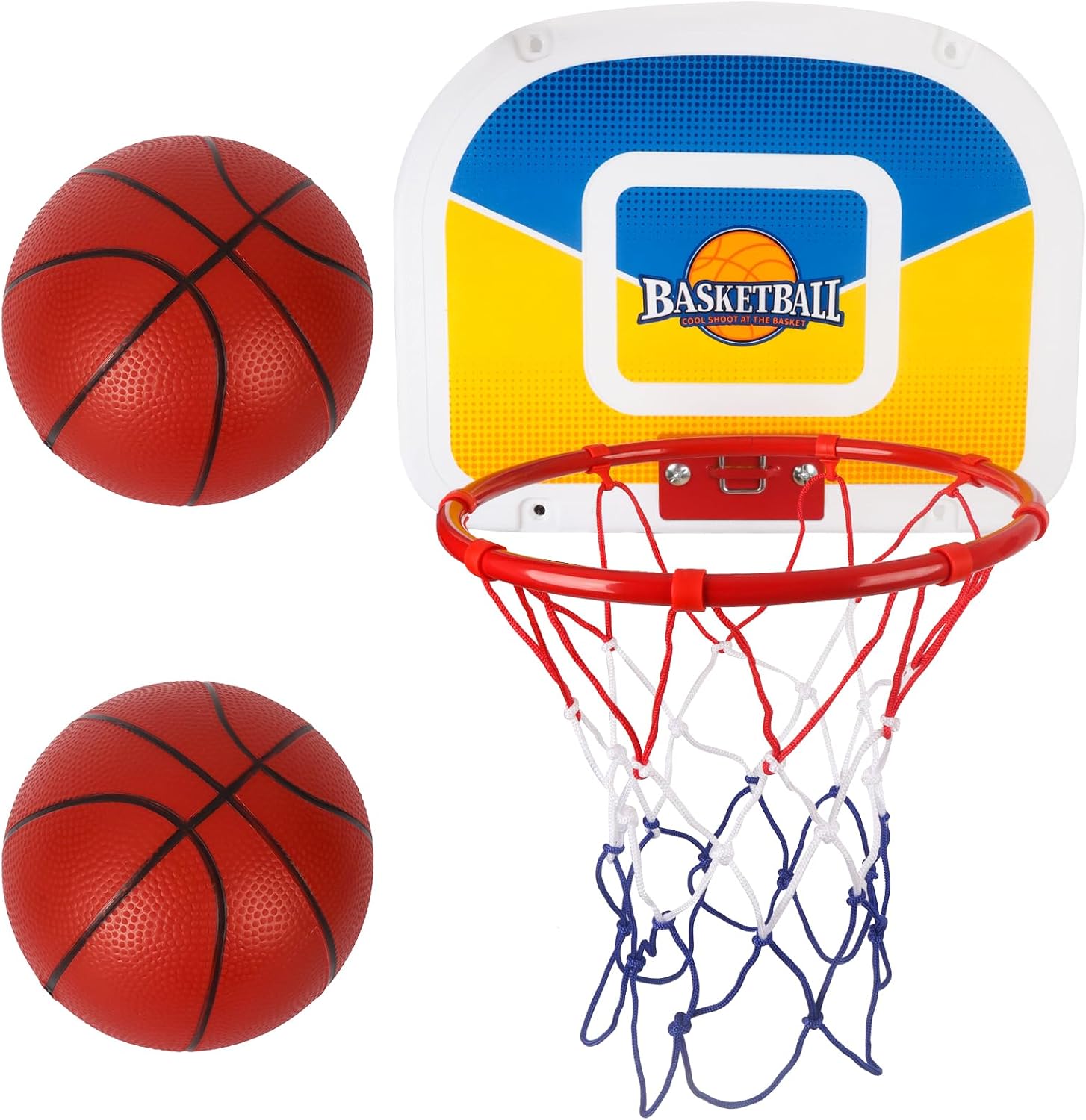 Trampoline Basketball Hoop with 2 Mini Basketball Easy to Install, Upgraded Basketball Hoop for Trampoline Dunk, Fit
