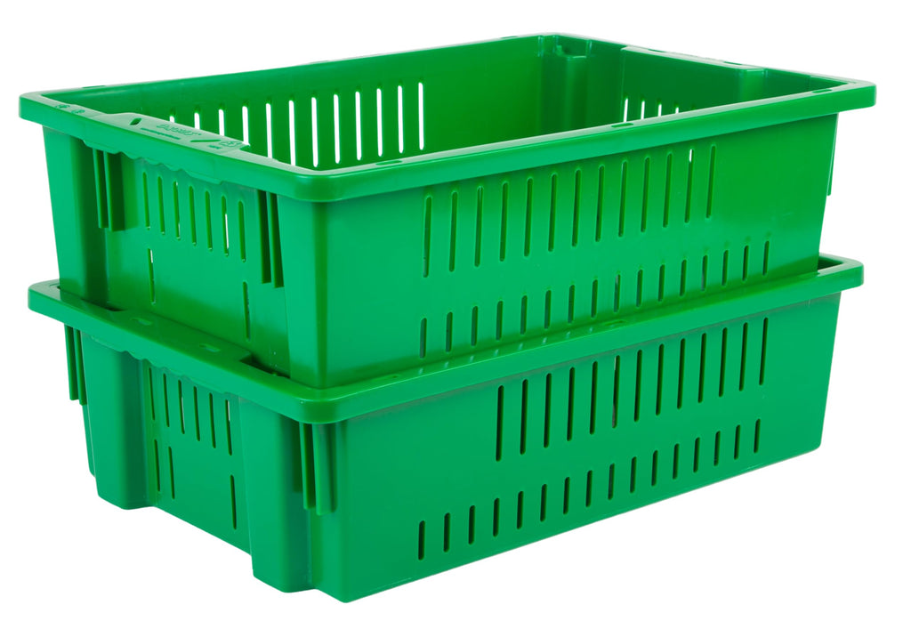 Hudson Exchange 20 x 13 x 5.6" (4 Pack, 4.5 Gallon) Agricultural Nest and Stack Vented Crate Handled Storage