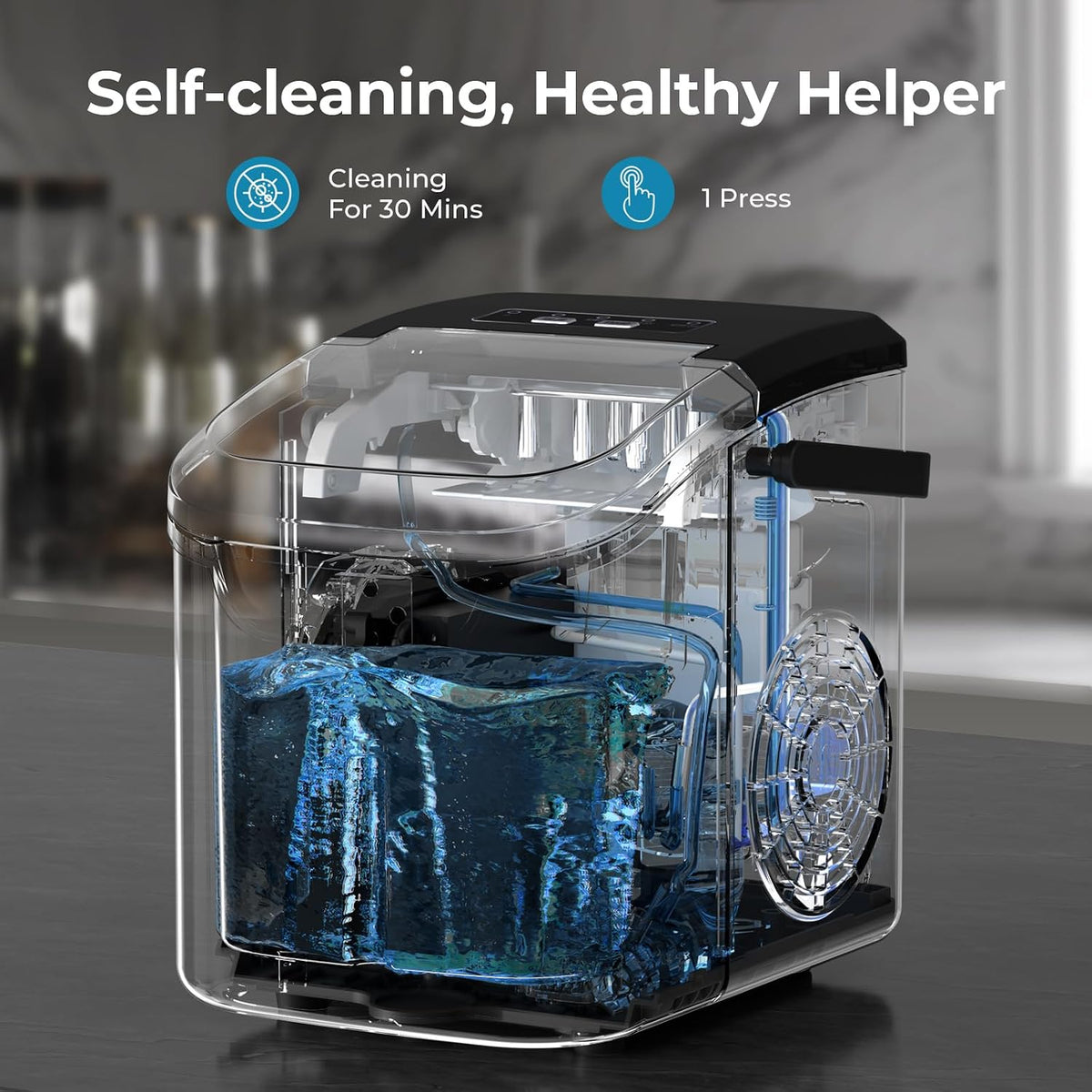 Countertop Ice Maker Machine, 26Lbs/Day Fastest 6‑Min Ice