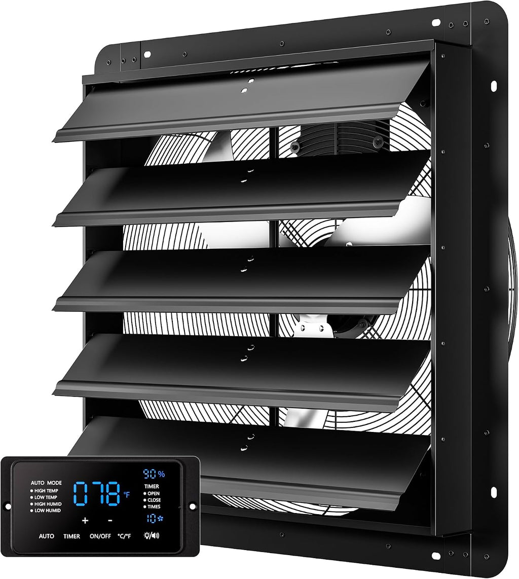 CAMMOO 24 Inch Exhaust Fan, 5000 CFM, with Temp Humidity and Speed Control