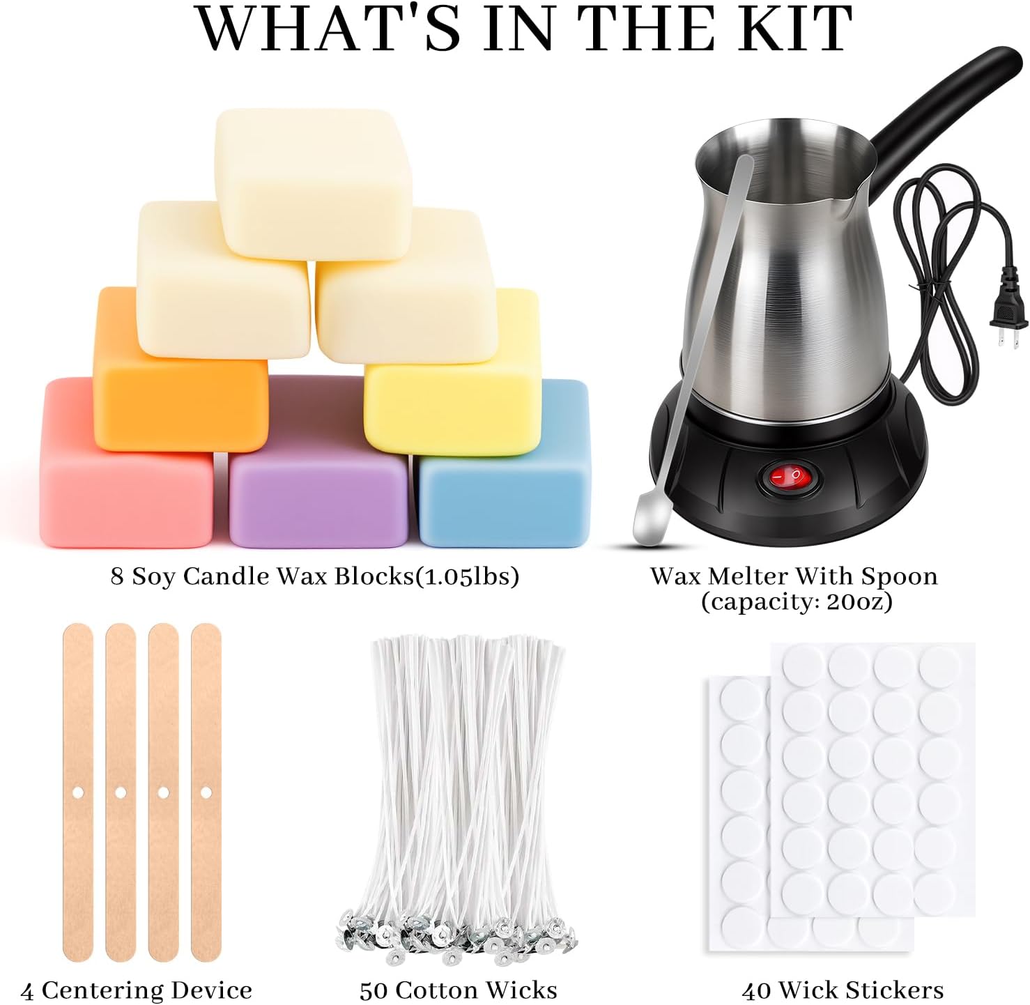 Wax Melter for Candle Making, Soy Candle Making Kit with Wax Melting Pot, DIY Candles Making Supplies Including 1lbs