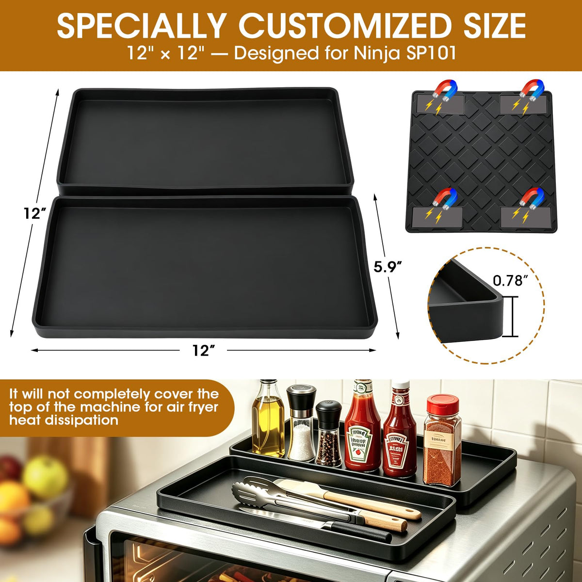 Haldane Magnetic Silicone Top Storage Tray Compatible with Ninja