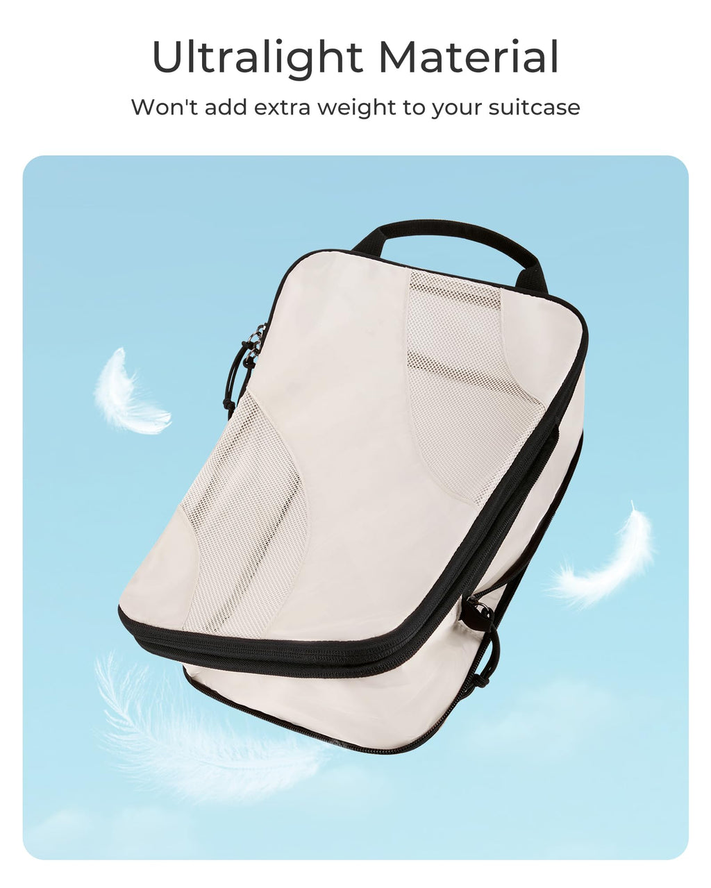 14 Pc Polyester Compression Packing Cubes for Travel, White Opal