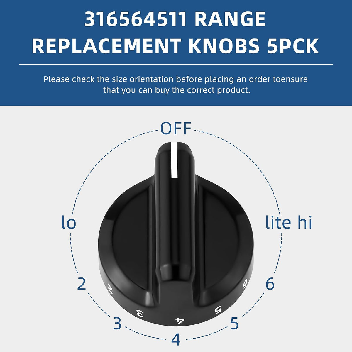 AMI PARTS 316564511 Gas Stove Knobs Replacement for Frigidaire Range Stove