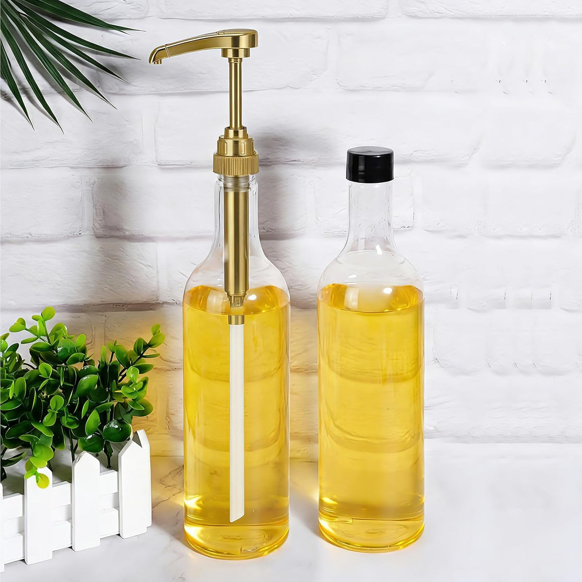 12 Pcs 25 oz Plastic Syrup Bottles with Pump Syrup Dispenser, Gold