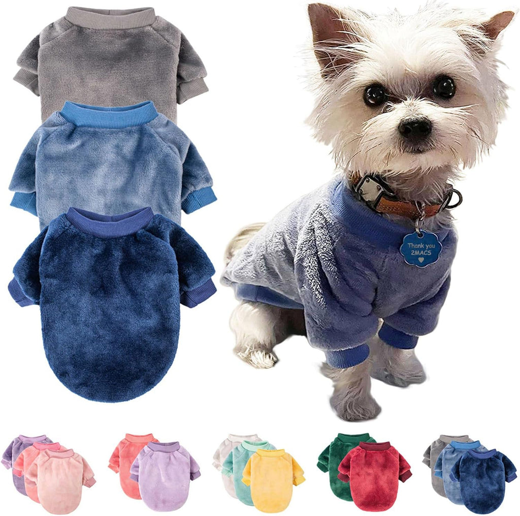 Dog Sweater, 3-Pack Dog & Cat Clothes, Ultra Soft and Warm Pet Jackets XXS XS for Small Dogs Boy & Girl, Winter Pet