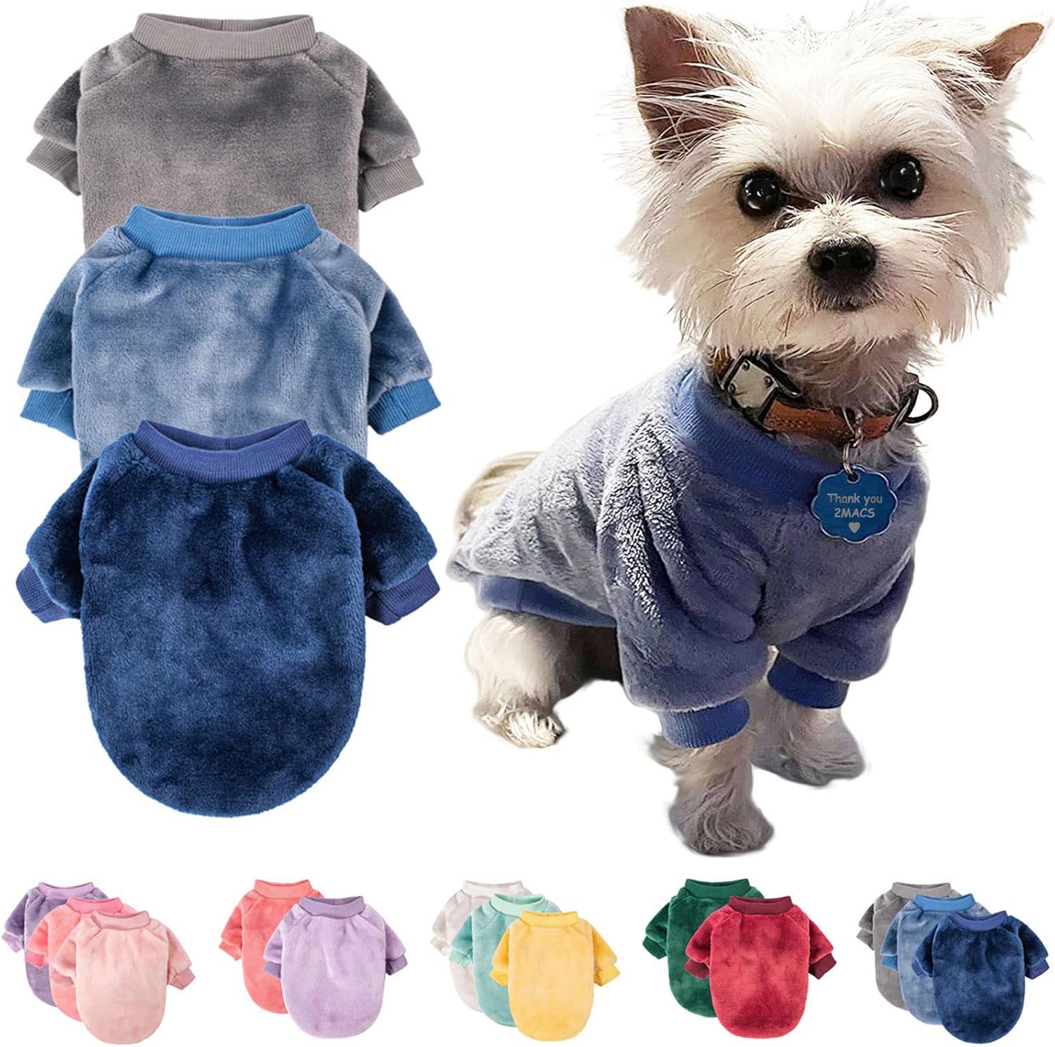 Dog Sweater, 3-Pack Dog & Cat Clothes, Ultra Soft and Warm Pet Jackets XXS XS for Small Dogs Boy & Girl, Winter Pet