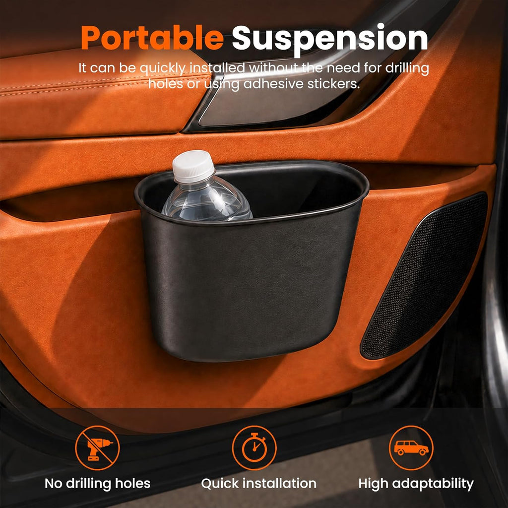 Small Car Trash Can,Leather Car Grabage Can with Hanging Hook,Leakproof Automotive Trash Bin,Portable & Multi-Purpose