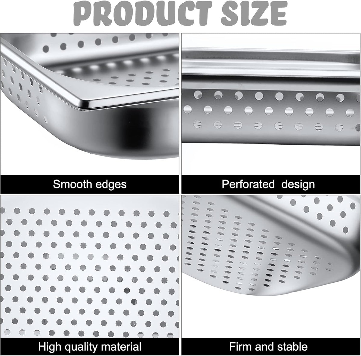 2 Pack Half Hotel Pan Perforated Steam, 12.8'' x 2.56'' x 10.43''