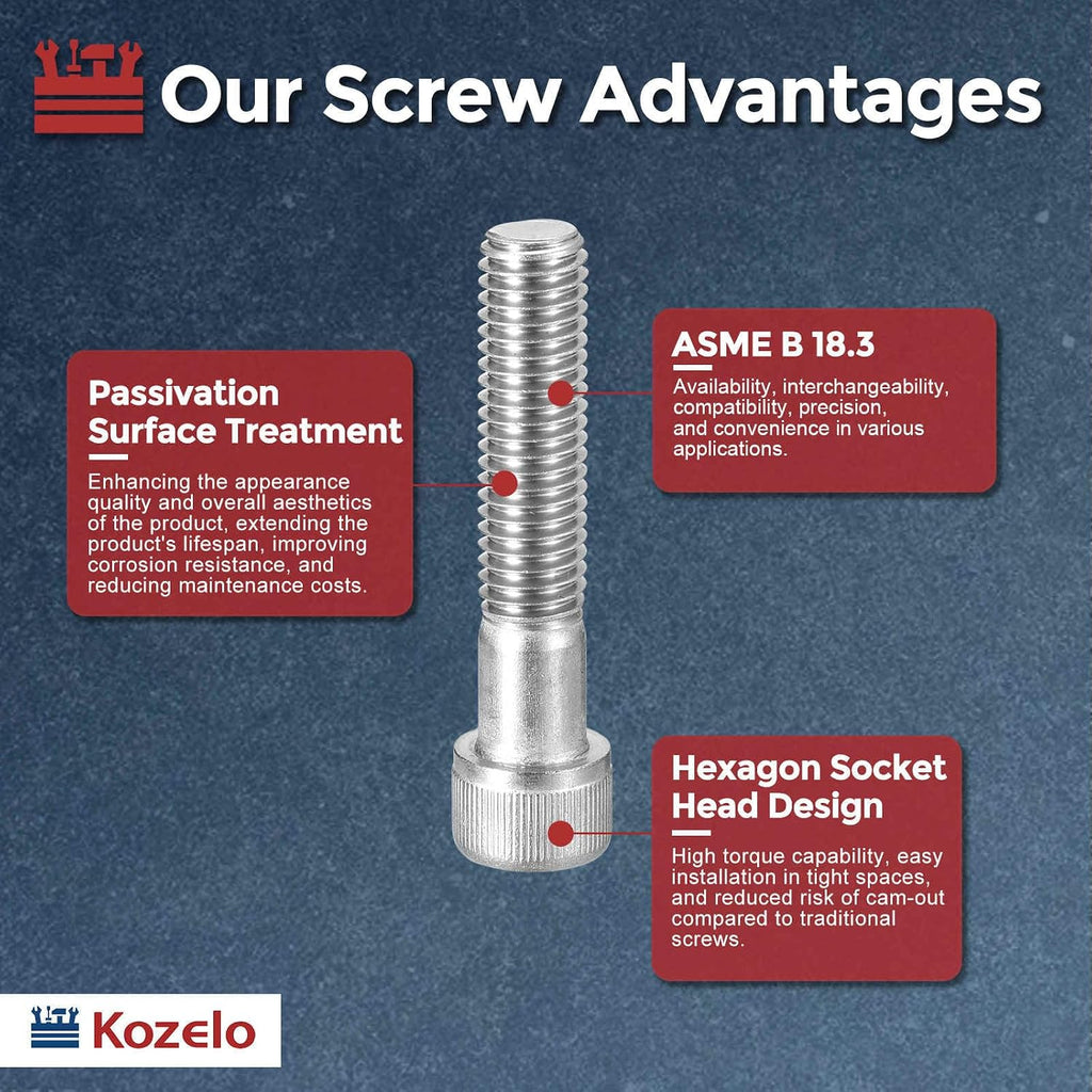 5pcs Socket Head Cap Screws 1/2-13x2-1/2 304 Stainless Steel Silver