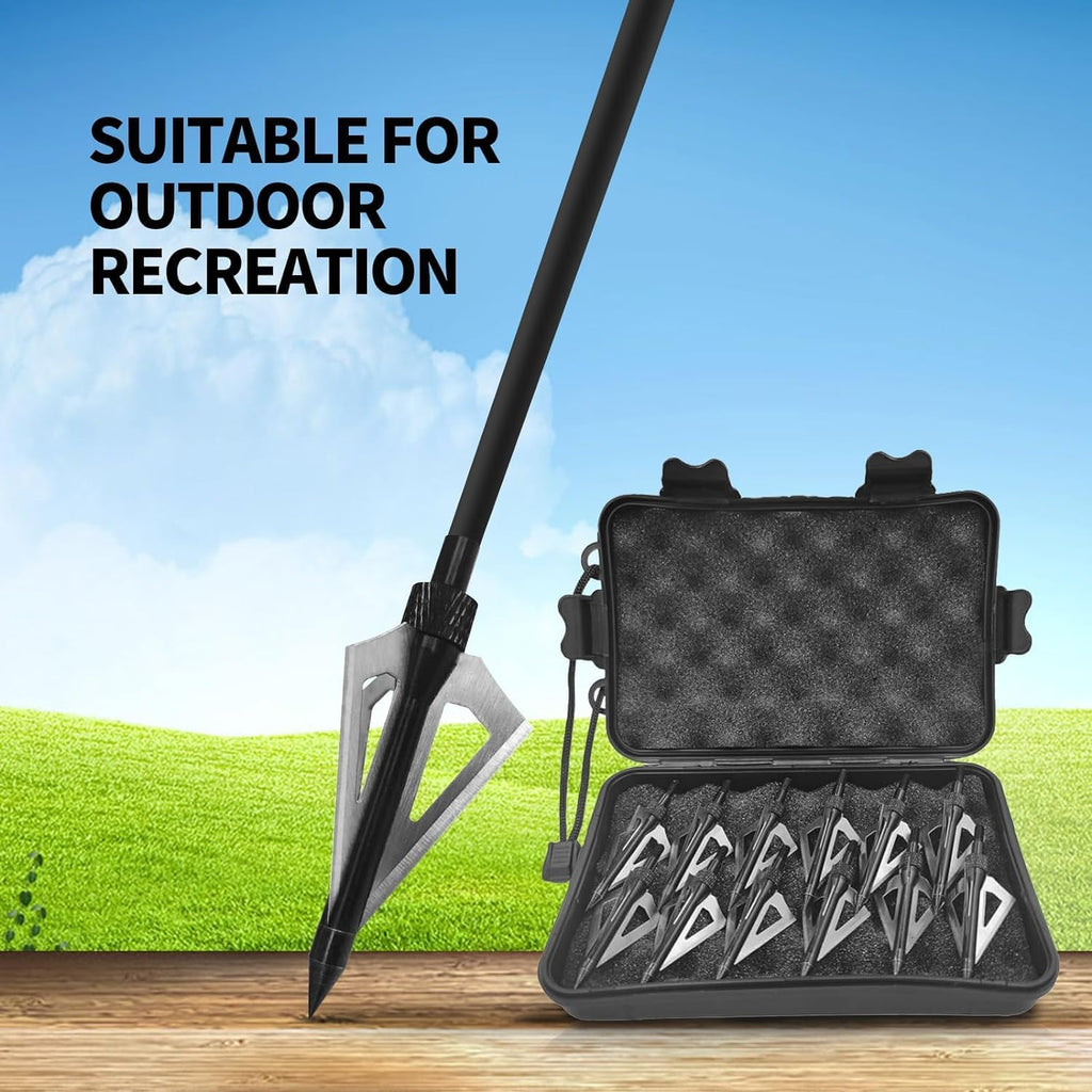 Archery Broadheads, 100 Grains Screw in Arrow Archery 3 Blades Hunting Heads Arrow Tips Compatible Crossbow& Compound