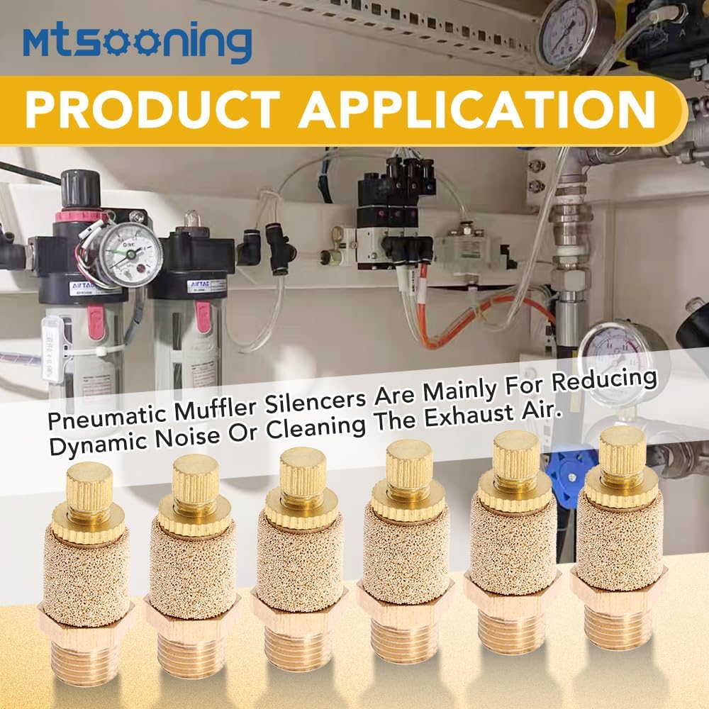 10PCS 1/2" Pneumatic Muffler Filter,Brass Flow Control Silencer