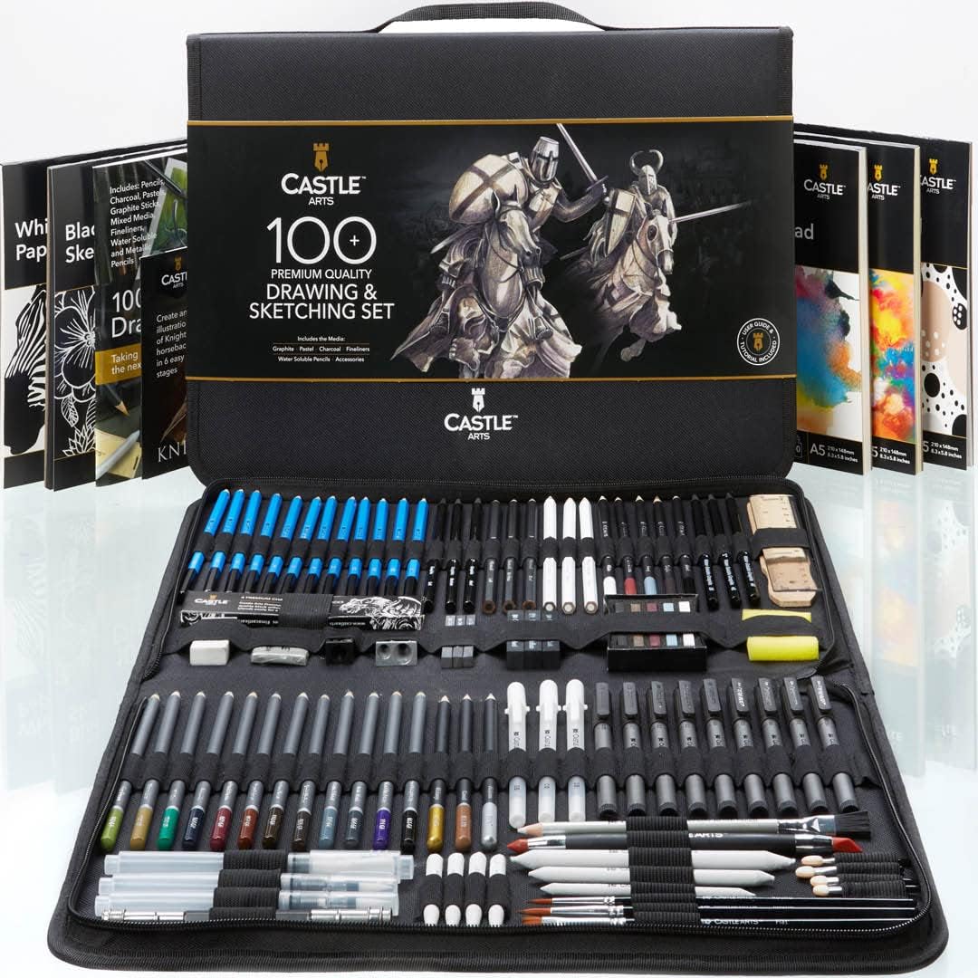 100 Piece Drawing & Sketching Set | Graphite, Charcoal, Pastel, Metallic Pencils + More for Professional and Adult