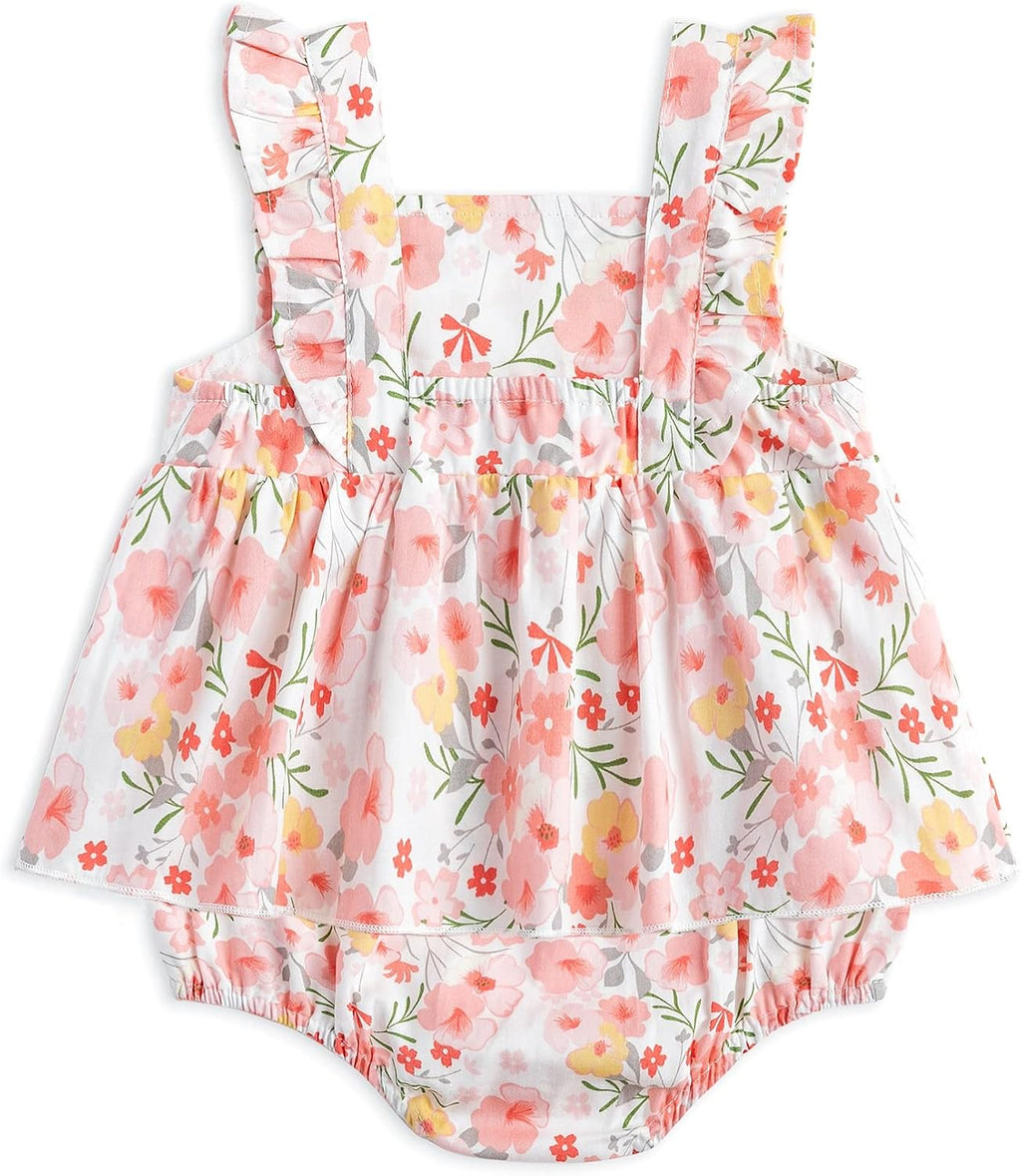 Baby Girl Romper Dress, Square Neck Vintage Floral, 0-24M