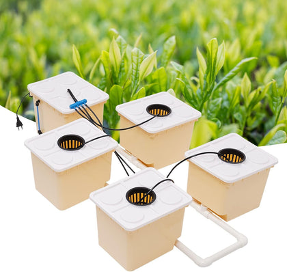DWC Hydroponics Grow System, 2.91 Gallon 5 Buckets Deep Water Culture DWC Hydroponic Grow System Kit with 4W Pump