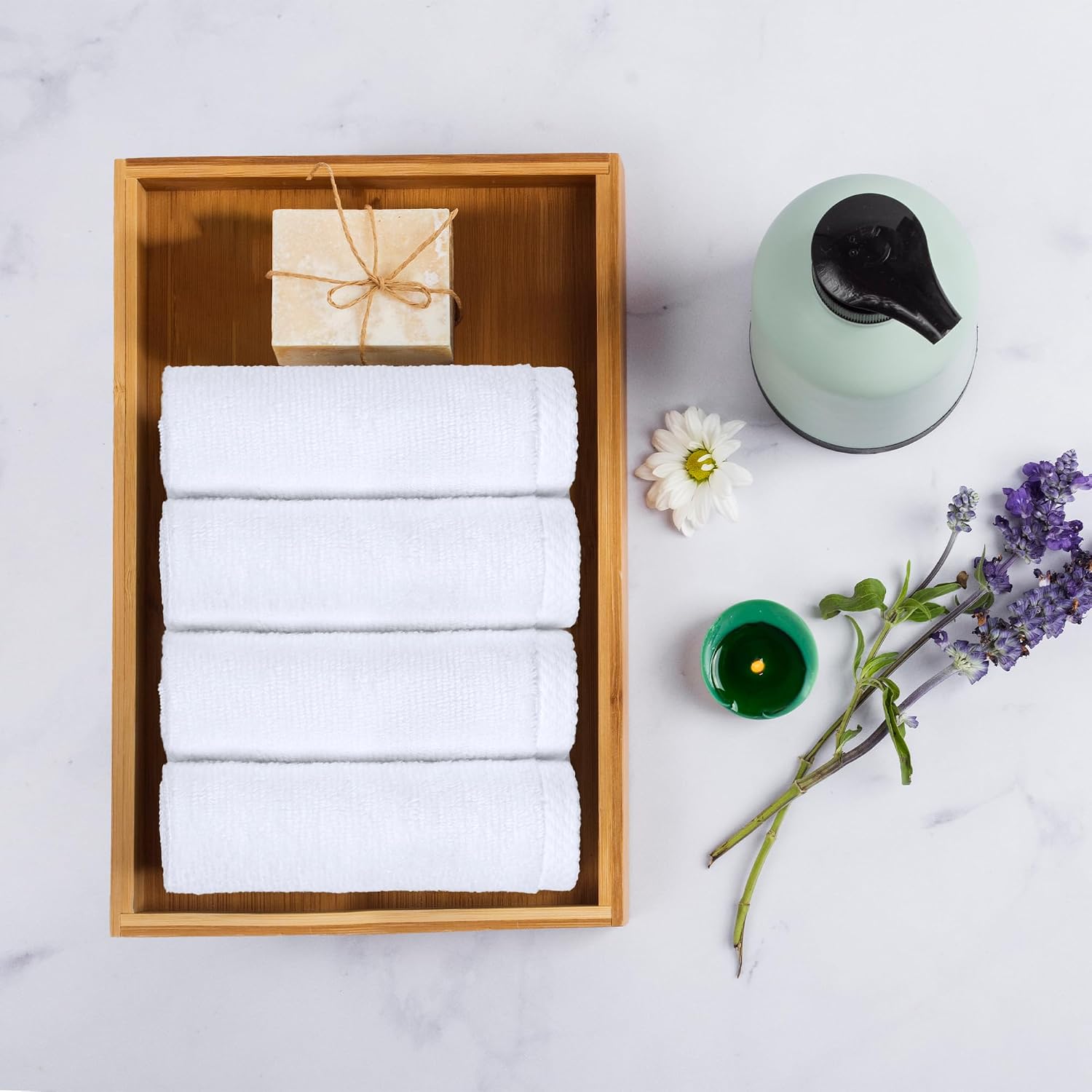 Cotton Washcloths, Lightweight Quick-Dry, Absorbent Face and Body Towel Set, 12" x 12", White, 12-Pack