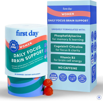 Women's Brain Gummies with Phosphatidylserine (PS), Cognizin Citicoline & Vitamin B3 | Focus, Memory & Clarity |