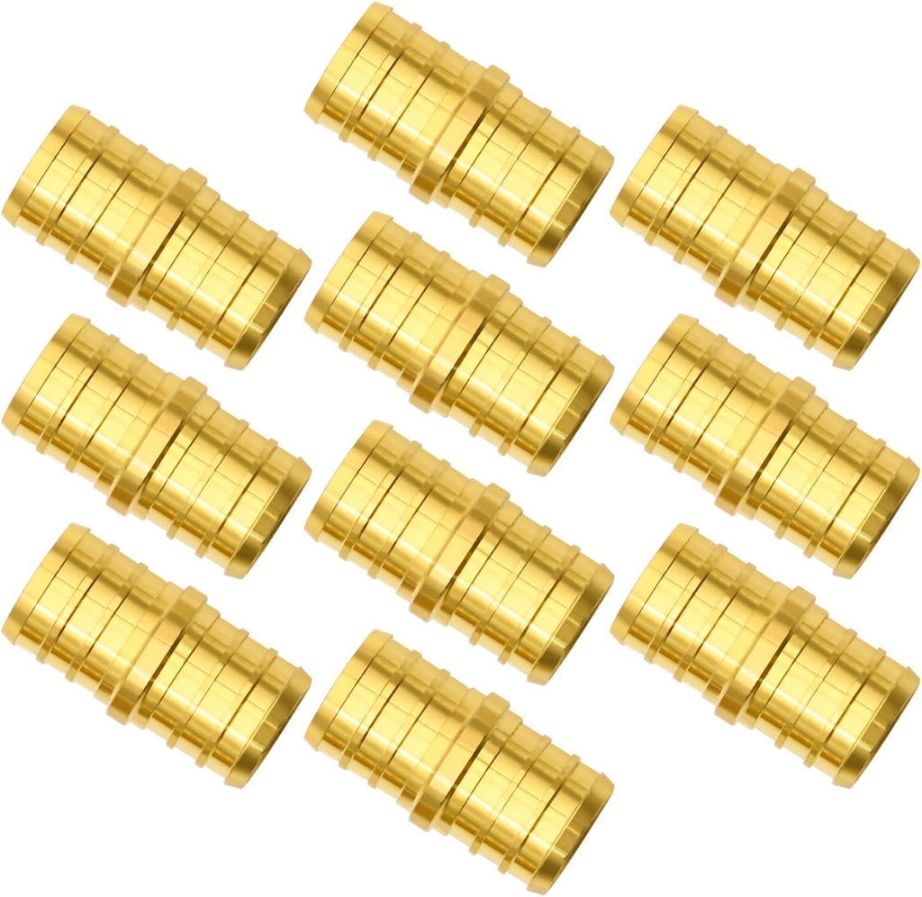 10 Pack 3/4" PEX Fittings, Brass Straight Coupling Fittings