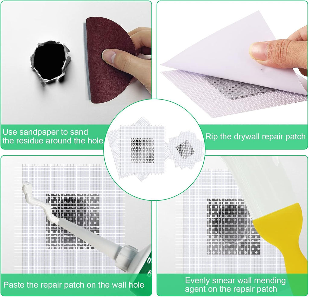 Drywall Repair Kit, 2 Pack Spackle Wall Repair Patch Kit with Scraper, Wall Mending Agent Large Hole Drywall Patch