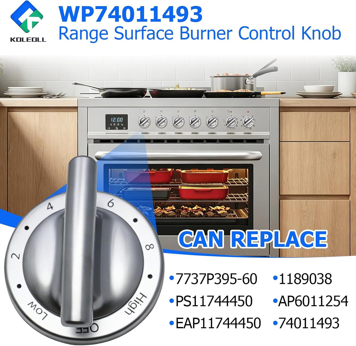 2pc WP74011493 Range Surface Burner Control Knob