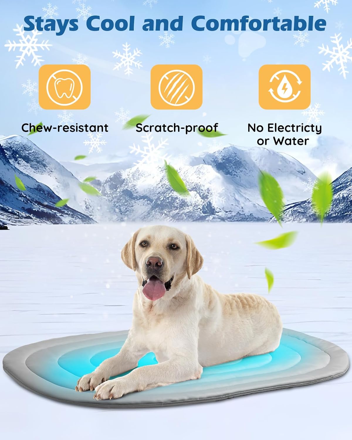 Pet Dog Cooling Mat 39“x27.5” Reversible Cooling Pad for Dogs and Cats, Comfort Ice Silk Cotton Summer Dog Bed