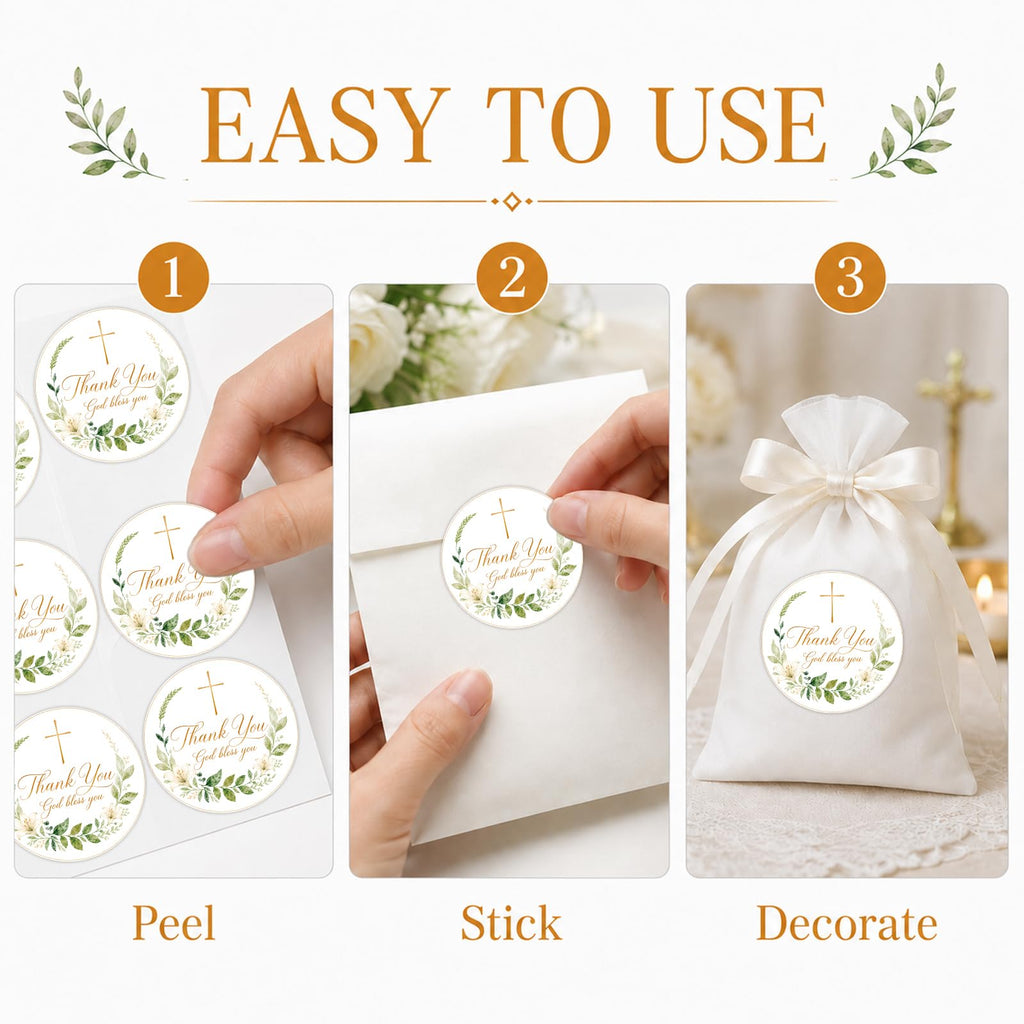 120 Pcs Christian Thank You Stickers, 2 Inch God Bless Labels