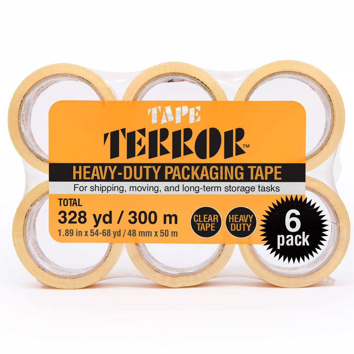 Heavy-Duty Clear Packing Tape (6 Rolls) - 48mm x 50m Per Roll