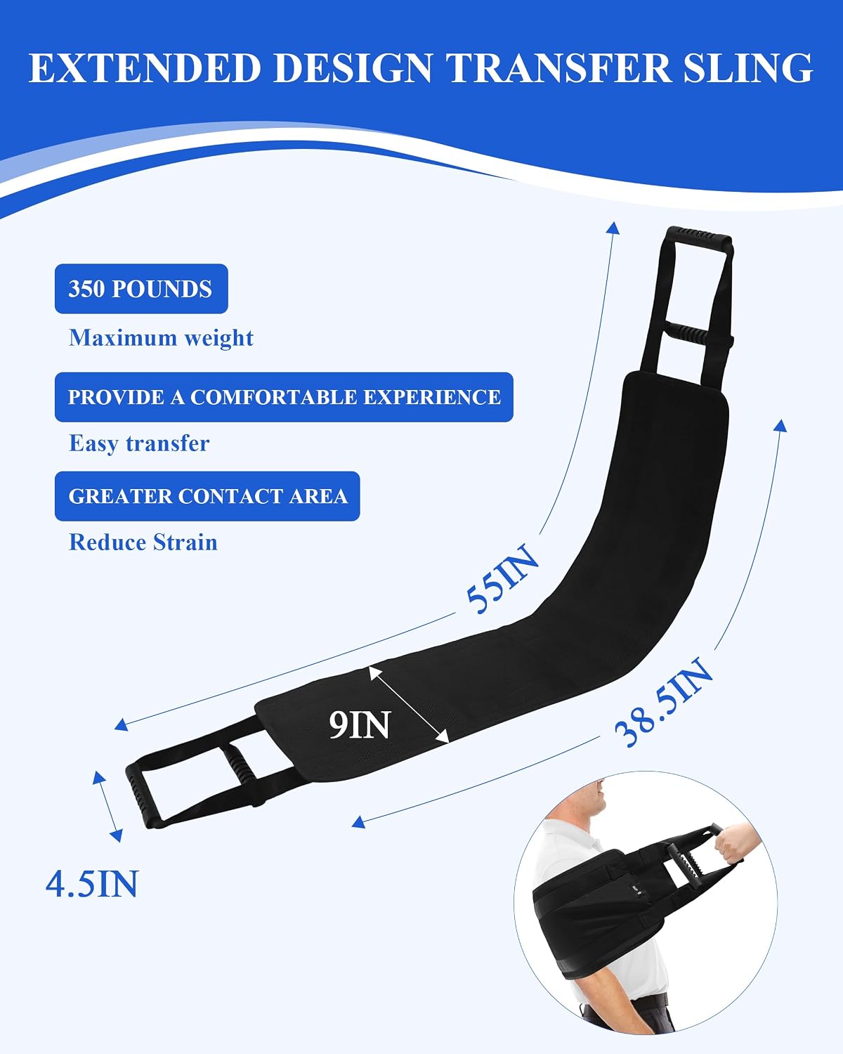 Transfer Sling Lift Assist Gait Belt for Seniors and Disabled