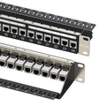 10Gbps 1U 24-Port Cat6A Ethernet Patch Panel | 19-Inch, Inline Keystone, Cable Management Bar, Rackmount or Wall