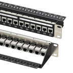 10Gbps 1U 24-Port Cat6A Ethernet Patch Panel | 19-Inch, Inline Keystone, Cable Management Bar, Rackmount or Wall