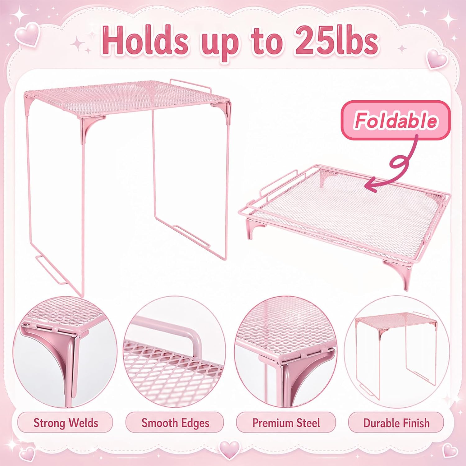 Pink Locker Accessories for Girls 11 Pcs Back to School Locker Decoration Supplies with Shelf Magnetic Mirror