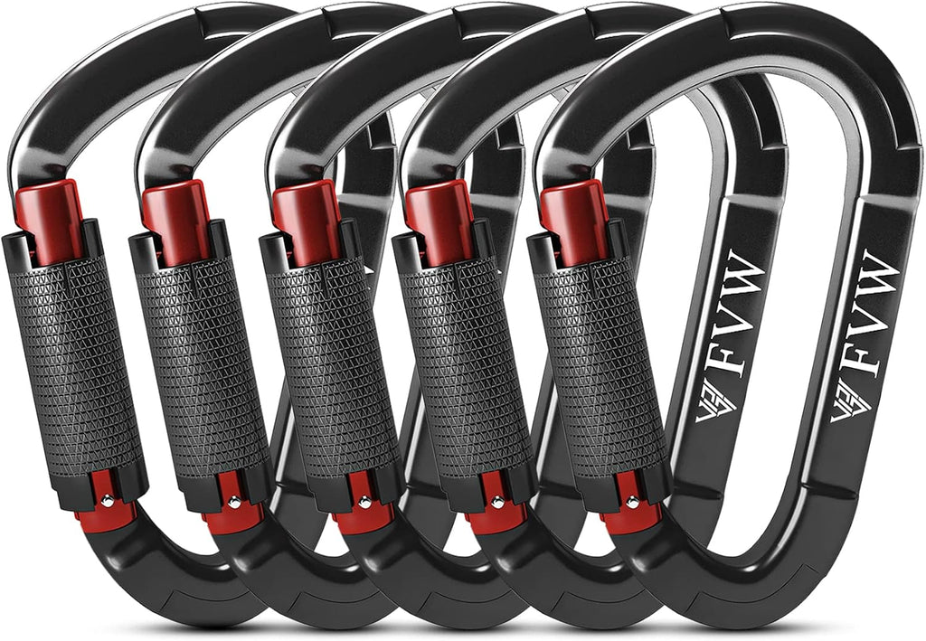Auto Locking Rock Climbing Carabiner Clips,Professional 25KN (5620 lbs) Heavy Duty Caribeaners for Rappelling Swing