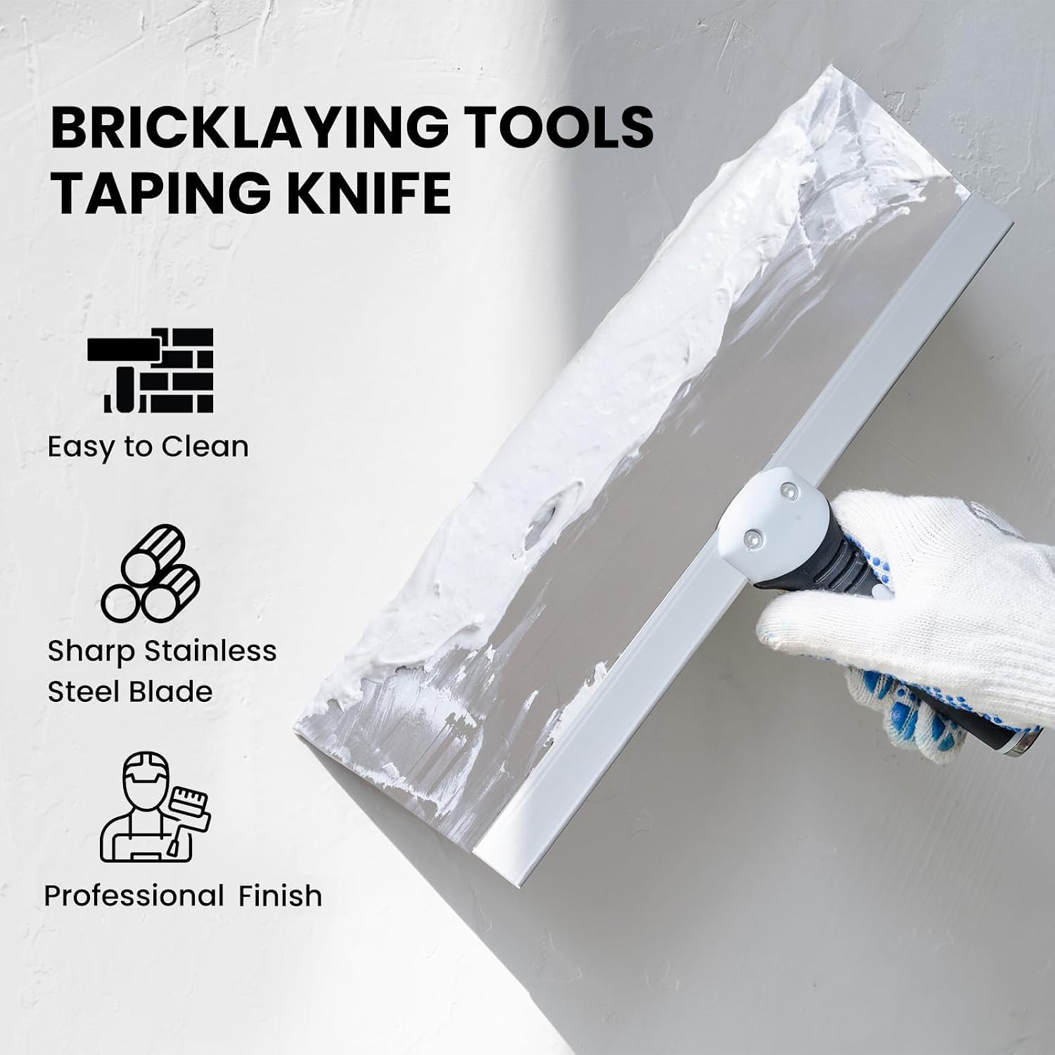 7-Piece Stainless Steel Putty Knife Set, Drywall Taping Tools | 7-piece drywall knife set, taping knives, 10-in-1