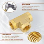 5PCS 1/4" NPT Female Brass Tee Fitting with Teflon Tape, 3-Way Pipe Fitting