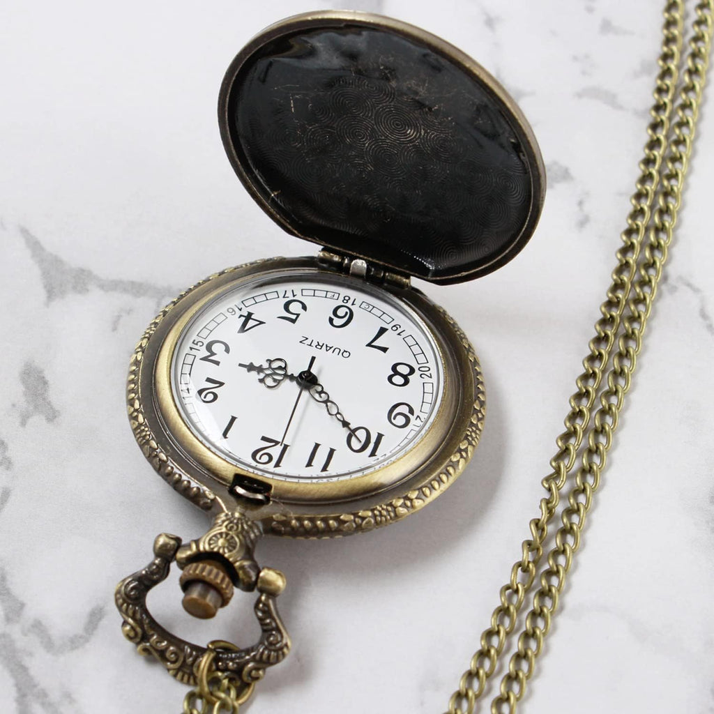 Men's Pocket Watch, Arabic Digital Dial Pocket Watches with Chain for Men