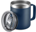 12 oz Insulated Travel Coffee Mug with Handle, Navy | Stainless Steel Coffee Tumbler with Lid, Double Wall Vacuum