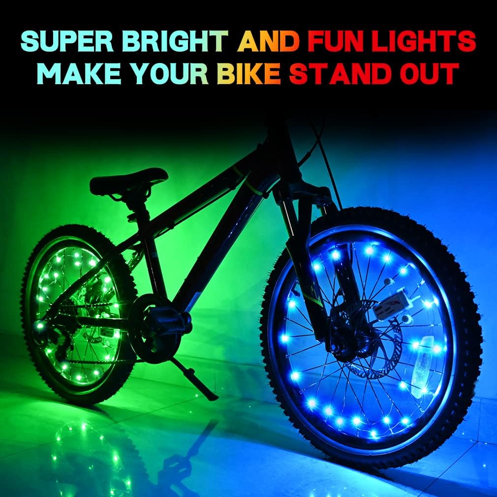 2 Tire Pack LED Bike Wheel Lights Ultra Bright Waterproof Bicycle Spoke Lights Cycling Decoration Safety Warning Tire