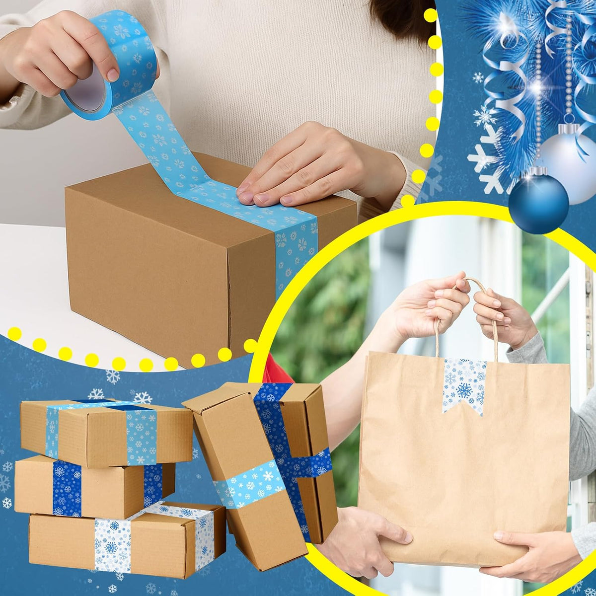 6 Rolls 50 Yard Decorative Packaging Tape, Snowflake