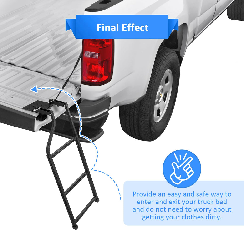 Universal Foldable & Adjustable Tailgate Ladder for Truck 300 LBs