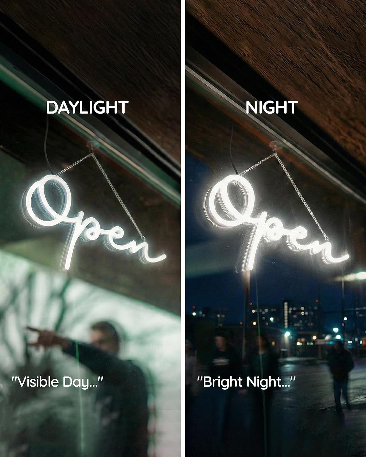 Large LED Neon Open Sign for Business 19x9in w/Remote Control, Bright Lighted Open Signs for Storefront Window, Light