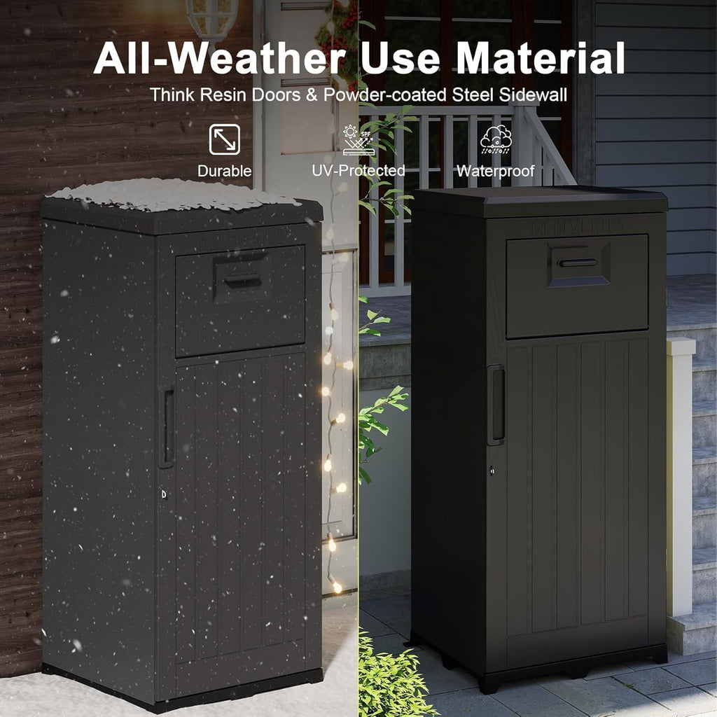 Domi Large WaterProof Lockable Package Delivery Boxes for Outside ﻿ | All-weather, Resin